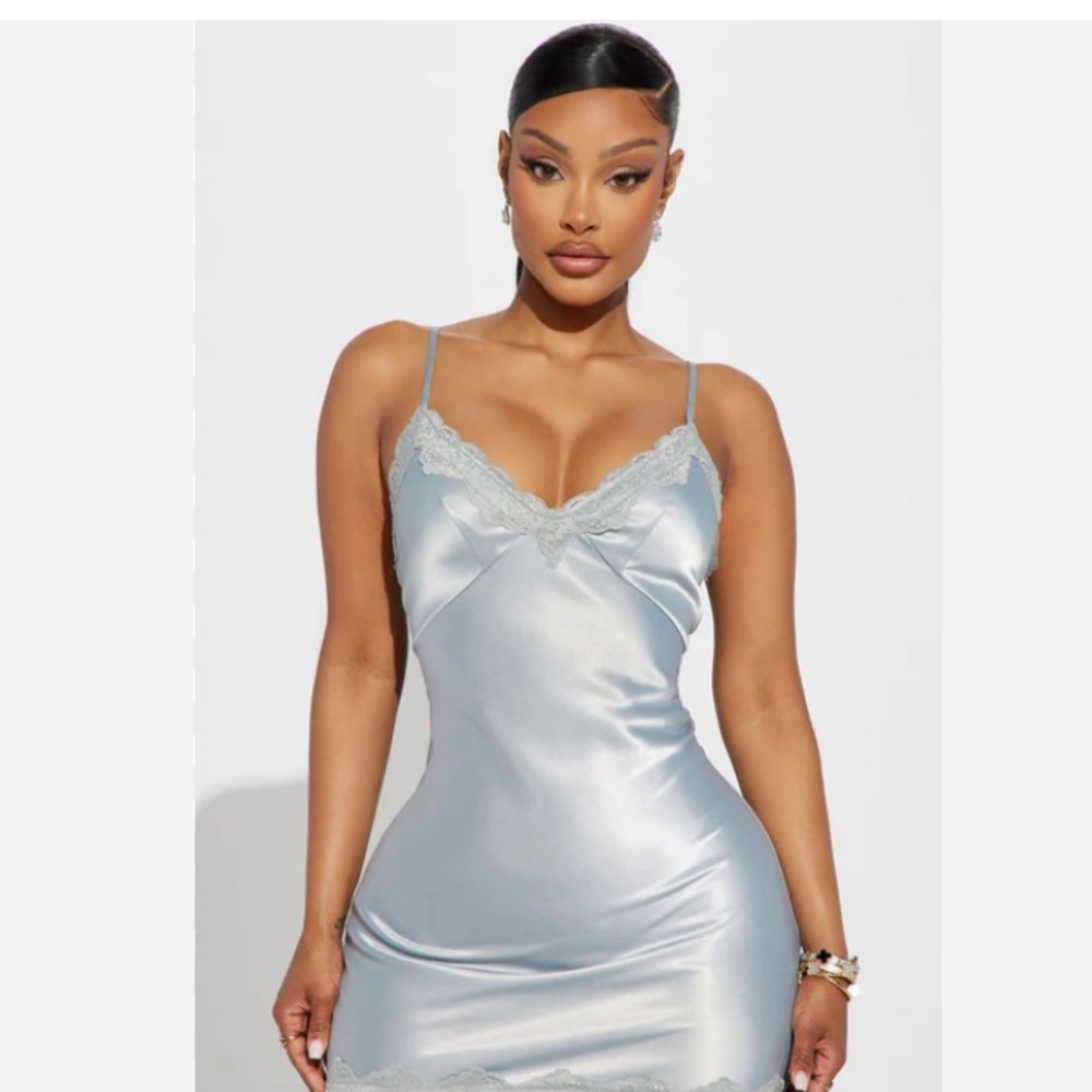 NWT Blue Satin lace Dress